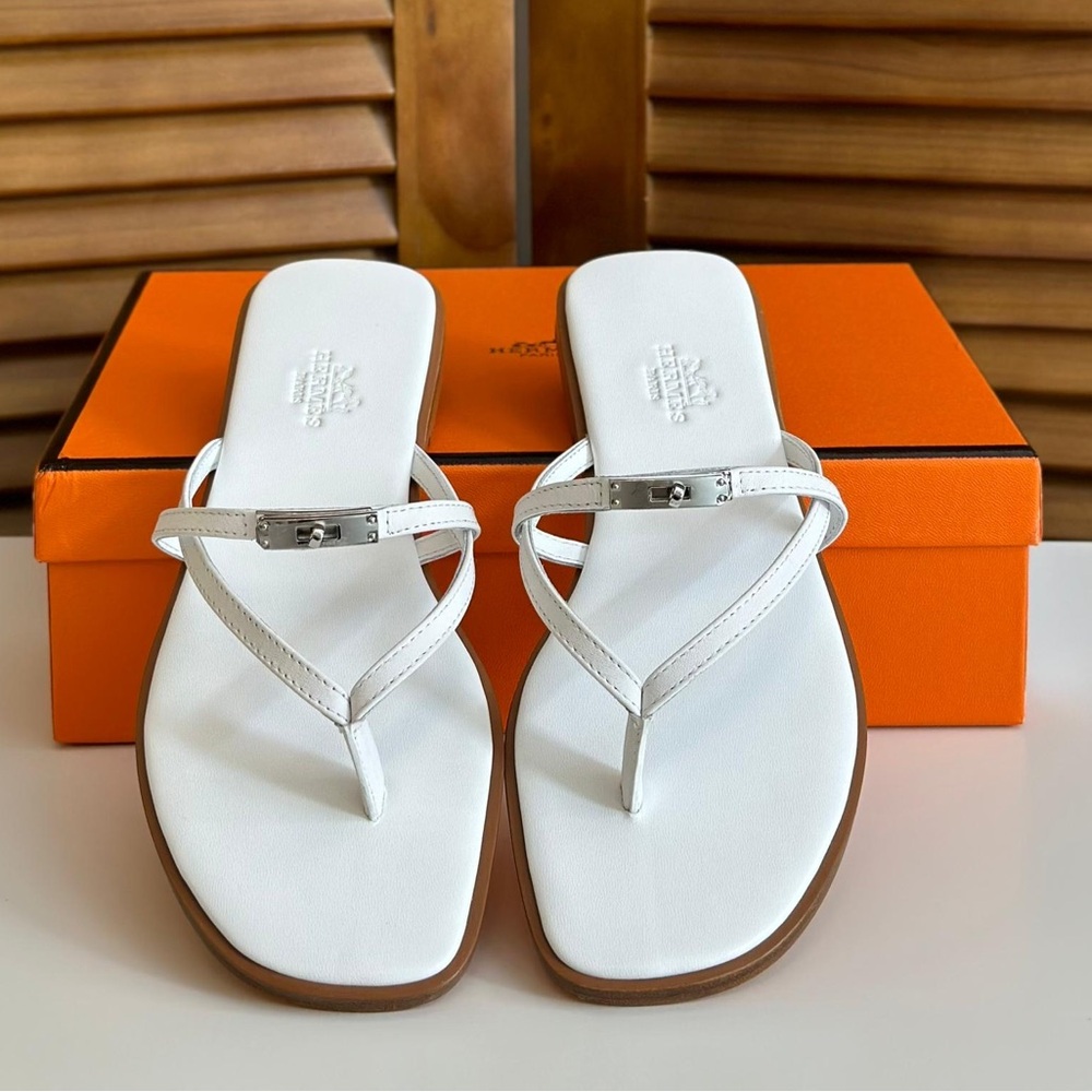 Hermes Miss Sandal White Size 37 OBO